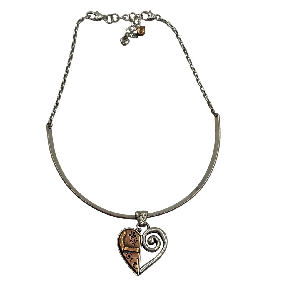 Brighton Heart Pendant Necklace Silver Tone Rose Gold Tone Charm Chain Women‎